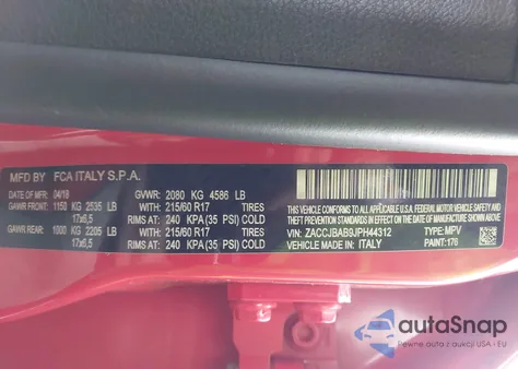 2018 Jeep Renegade Upland Edition 4X4 z USA, uszkodzony, nr VIN ZACCJBAB9JPH44312